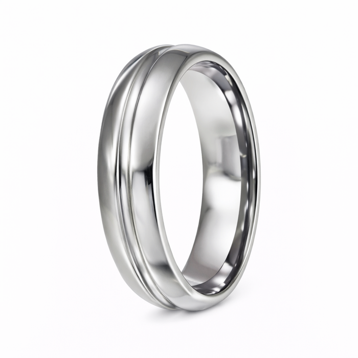 The Pureline Tungsten Ring with Center Groove -8mm