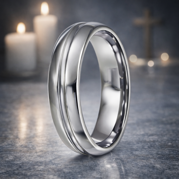 The Pureline Tungsten Ring with Center Groove -8mm
