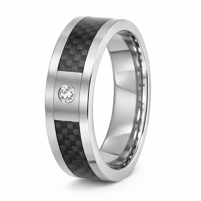The Reactor Titanium Ring With Carbon Fiber and CZ - 8mm