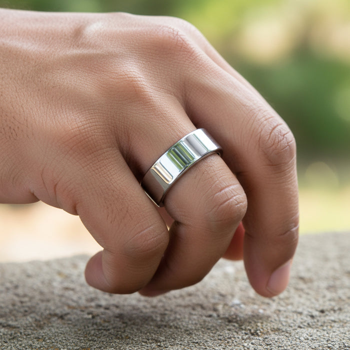 The Reflector Men's Tungsten Flat Profile Polished Ring 7mm