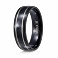The Rift Men's Black Titanium Band with Silver Bands and Polished Finish | 7mm