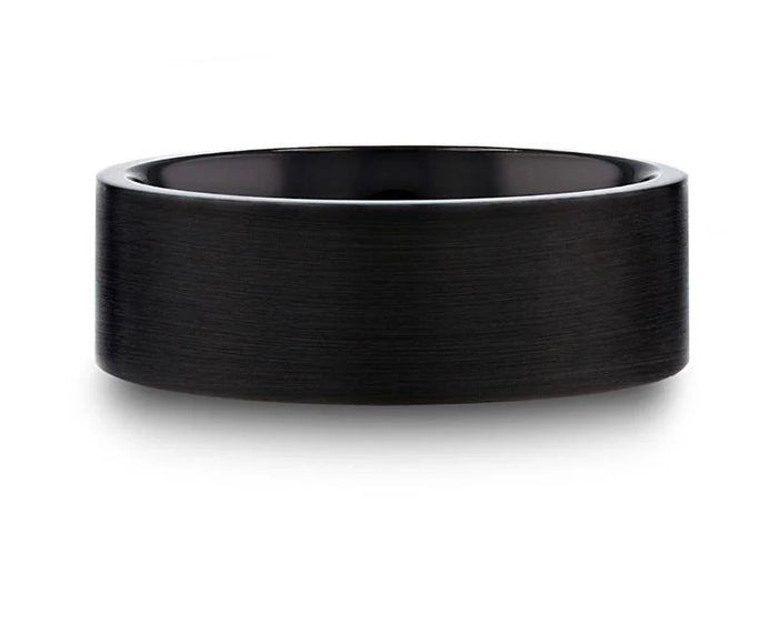 The San Bernardino Brushed Finish Flat Black Titanium Men’s Wedding Band 8mm