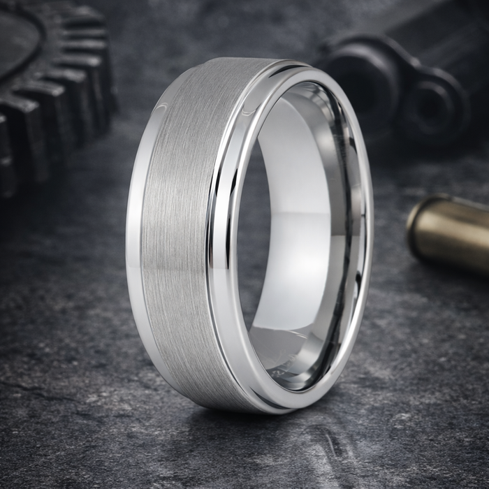 The Satin Dual Finish Tungsten Carbide Wedding Ring -9mm
