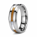 The Seabright Beveled Edge Tungsten Ring with Shell Inlay -6mm