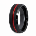The Shadowflare Tungsten Black Brushed Bevel Edge Ring with Red Polished Line-8mm