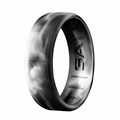 The Smoke Beveled Black and Gray Camo Design Silicone Men's Ring 8mm