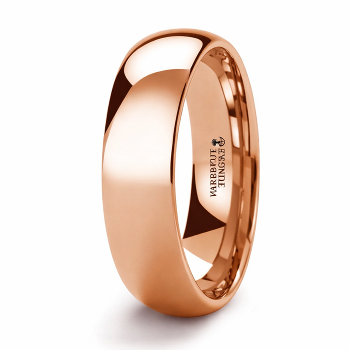 The SOL Traditional Domed Rose Gold Plated Tungsten Carbide Wedding Ring 8mm or 4mm