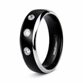 The Starlight Men's Titanium Wedding Band with 3 CZs and Black IP Center | 8mm