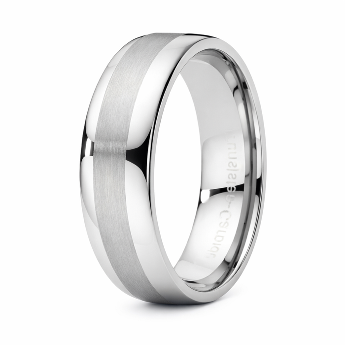 The Striker Dual Finish Domed Tungsten Wedding Band -8mm