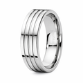 The Trio Tungsten Wedding Band with Three Grooves-8mm
