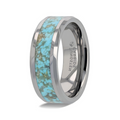The Turchese Light Turquoise Spider Web Inlay Tungsten Ring With Beveled Edges 8mm