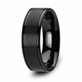The Turner Flat Brushed Black Tungsten Ring Dual Offset Grooves Polished Edges 8mm or 6mm