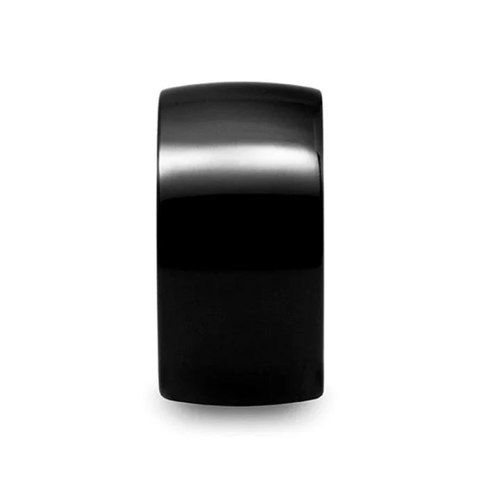 The Twilight Domed Polished Black Tungsten Ring  12mm