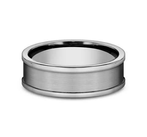 The Vanquisher Men's Tungsten Ring Satin Center Polished Edges 7mm