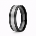 The Vector Black Titanium and Gray Center Band Men's Ring -8mm