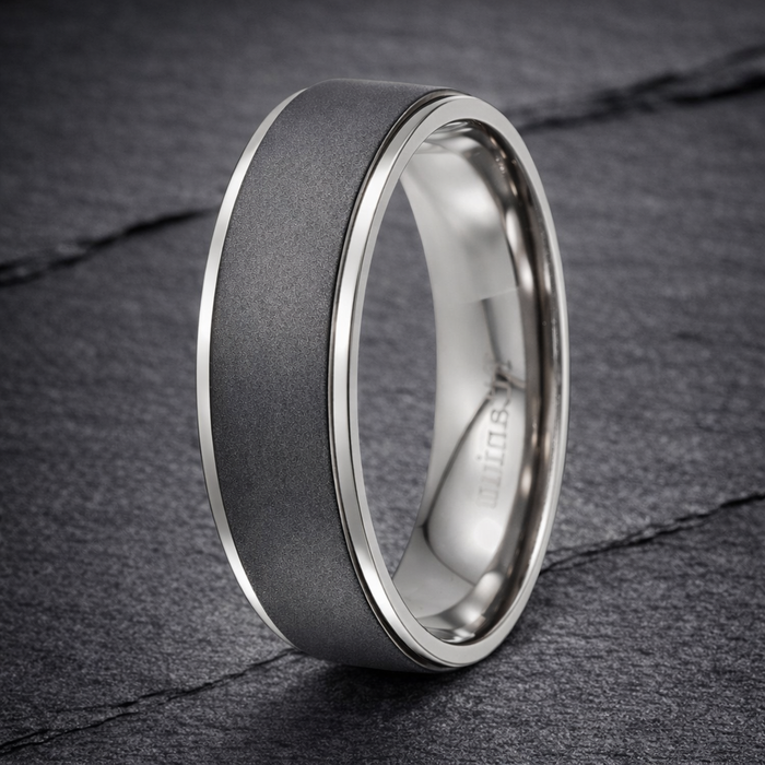 The Vertex Men's Titanium Wedding Band, Matte Finish with Polished Edges | 8mm