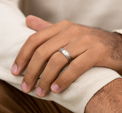 The Washington Men's Tungsten Ring Satin Center Polished Edges 6mm