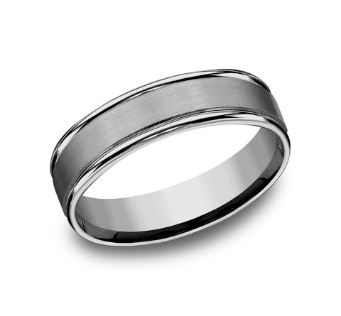 The Washington Men's Tungsten Ring Satin Center Polished Edges 6mm