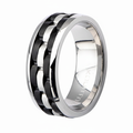 The Watcher Men's Stainless Steel and IP Black Watch Link Ring - 8mm