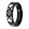 The Xtra Men's Black Titanium Ring with X-Patterned Brushed Titanium | 7mm