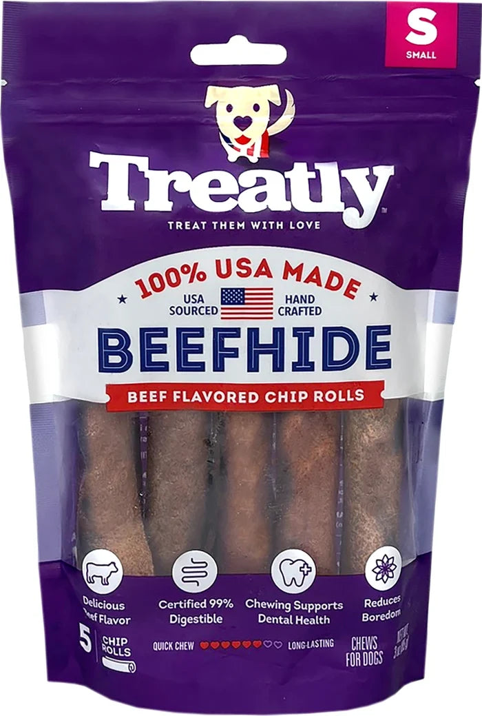 Treatly 100% USA Beefhide Beef Flavored Chip Rolls