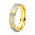 Tungsten Carbide Cross Ring with Gold PVD Plating-6mm
