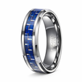 Tungsten Ring for Men with Blue Carbon Fiber Center Inlay | 8mm