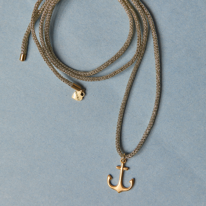 Two-Toned Anchor Cord Necklace