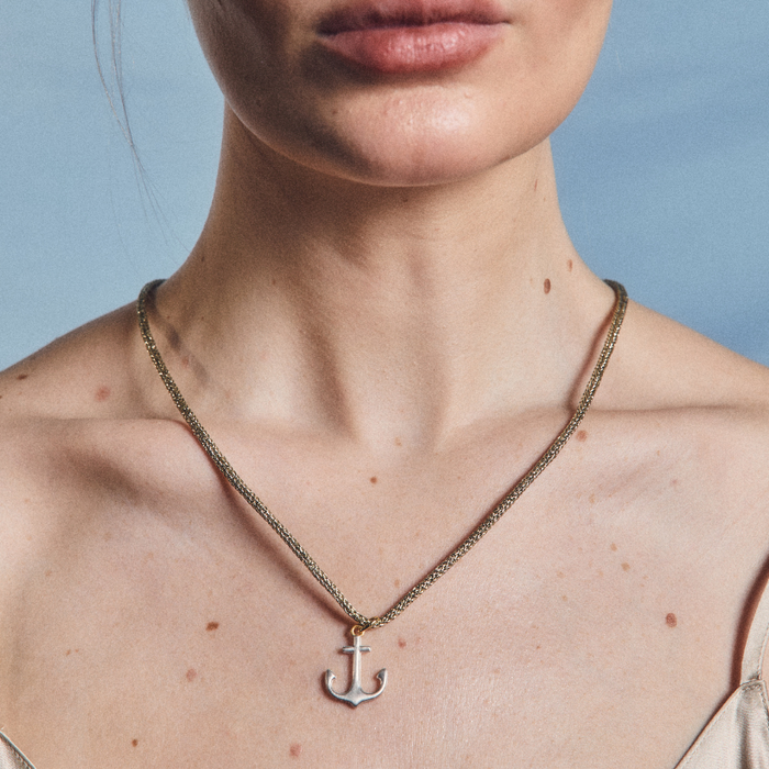 Two-Toned Anchor Cord Necklace