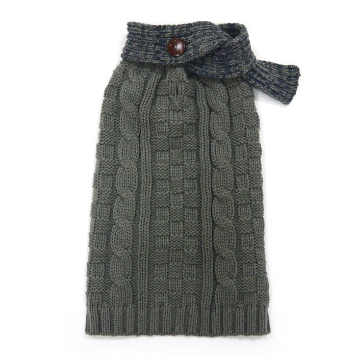 URBAN SCARF GREY CABLE DOG SWEATER, Sweaters - Bones Bizzness