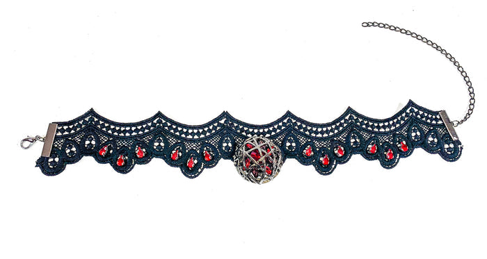 Victorian Lace Choker With Siam Stone Collar