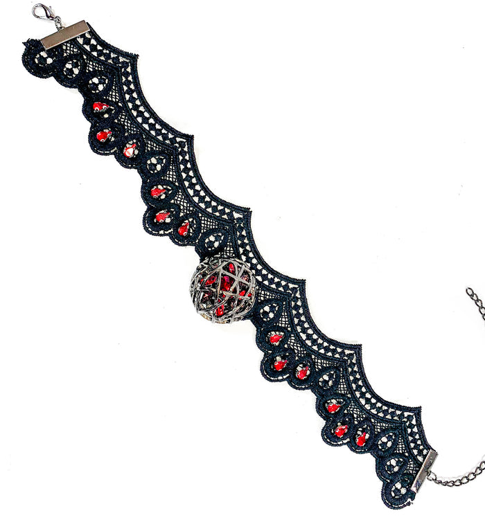 Victorian Lace Choker With Siam Stone Collar
