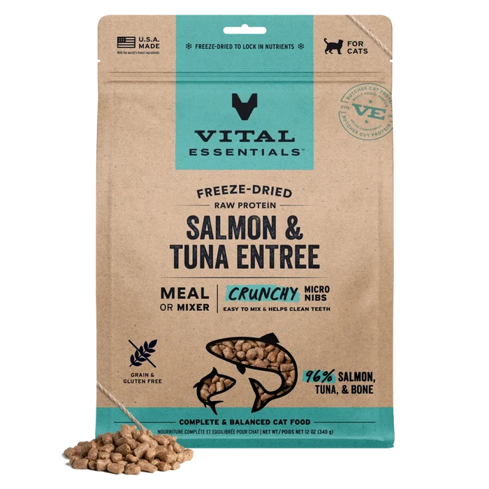 Vital Essentials Freeze-Dried Cat Crunchy Micro Nibs - Salmon & Tuna