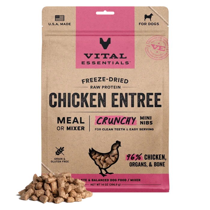 Vital Essentials Freeze-Dried Raw Protein Chicken Crunchy Mini Nibs Dog Food