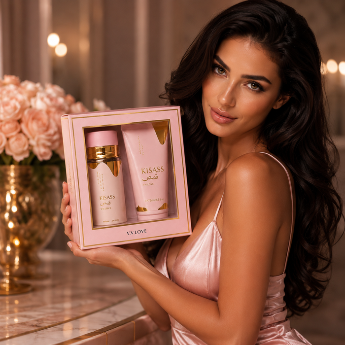 V.V.LOVE KISASS GIFT SET  Fragrance Mist 100ML + Fragrance Lotion 75ML.