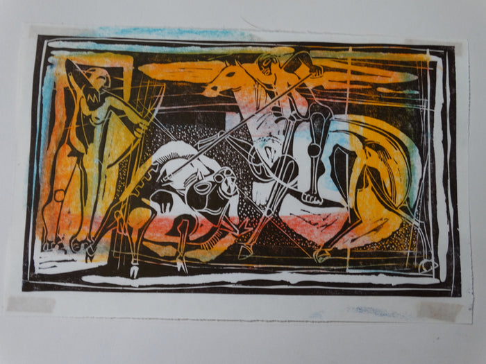 Walt Peregoy: Block Print, Archers/Hunters P2498