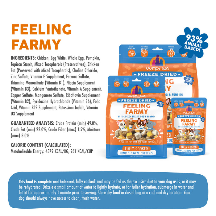 Weruva Feeling Farmy Freeze Dried with Chicken Breast, Egg & Pumpkin Dog Food