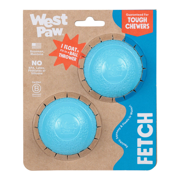 West Paw - *Puppy* Bubblegum/Aqua Boundr® 2-Pack Dog Toy Ball: Aqua