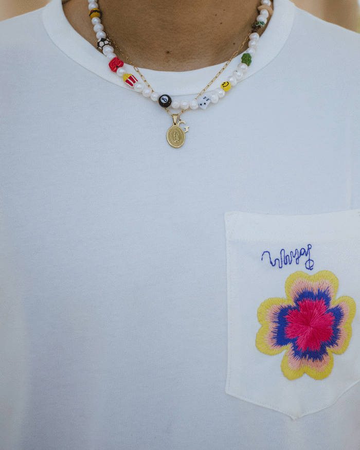 WHYAT Hand-Embroidered Tee - " Clover"
