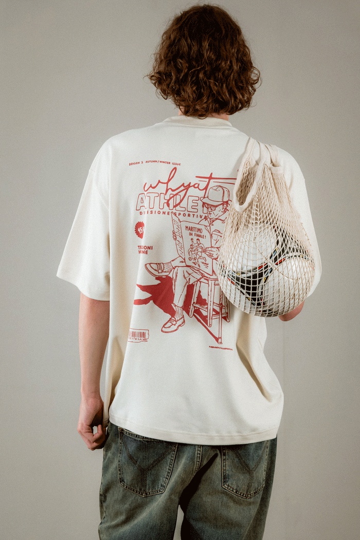 WHYAT TEE "LA RIVISTA MILANO" VINTAGE WHITE/RED