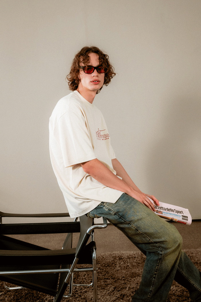 WHYAT TEE "LA RIVISTA MILANO" VINTAGE WHITE/RED