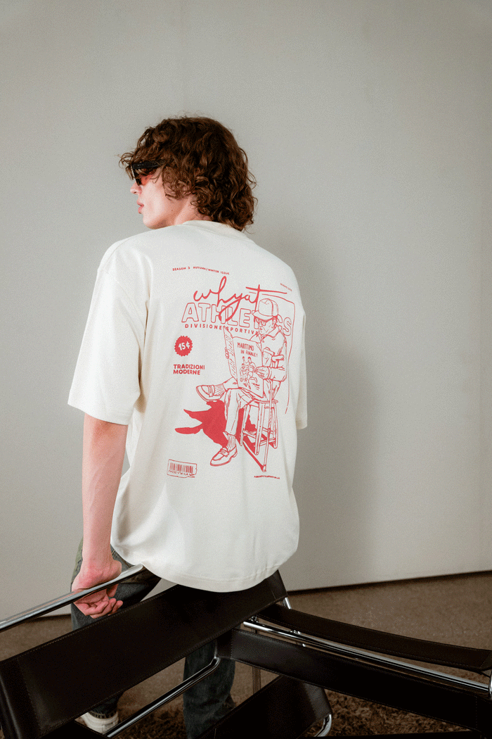 WHYAT TEE "LA RIVISTA MILANO" VINTAGE WHITE/RED