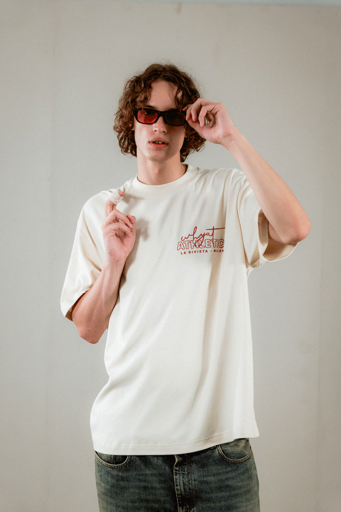 WHYAT TEE "LA RIVISTA MILANO" VINTAGE WHITE/RED