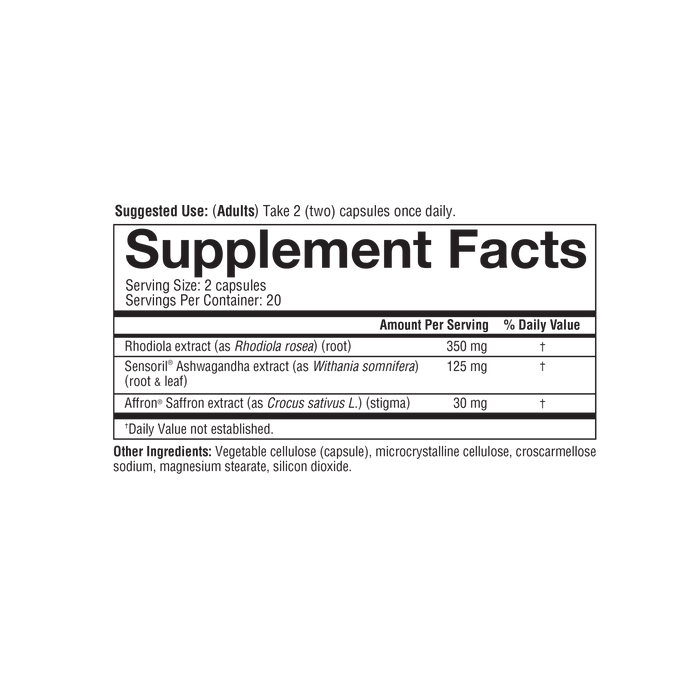 WPC.00116 Youtheory Women's PMS Comfort+ 40 Capsules Nutrition Facts Panel