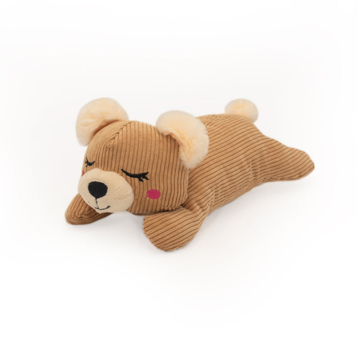 ZippyPaws Snooziez with Shhhqueaker – Bear Dog Toy