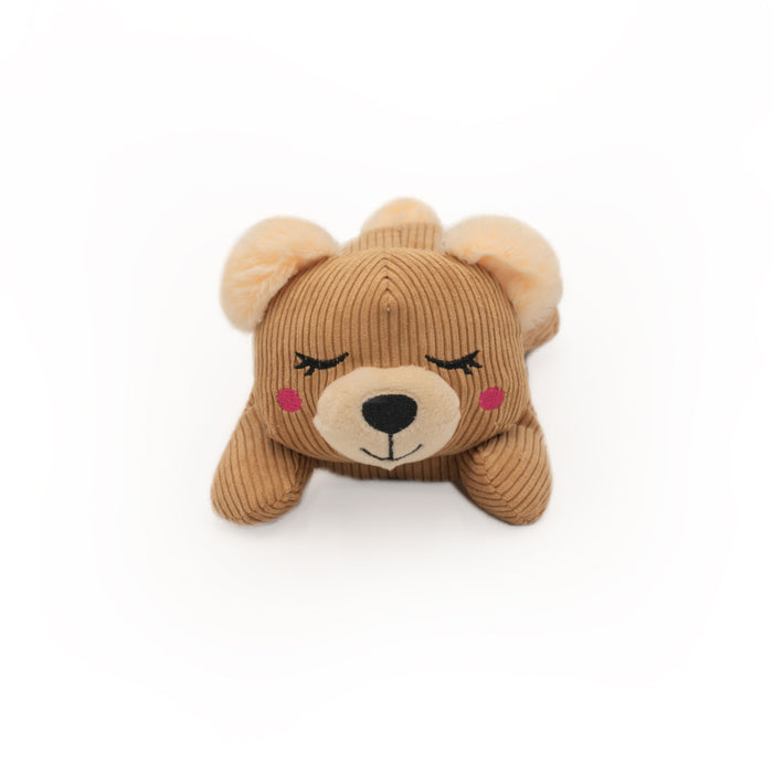 ZippyPaws Snooziez with Shhhqueaker – Bear Dog Toy